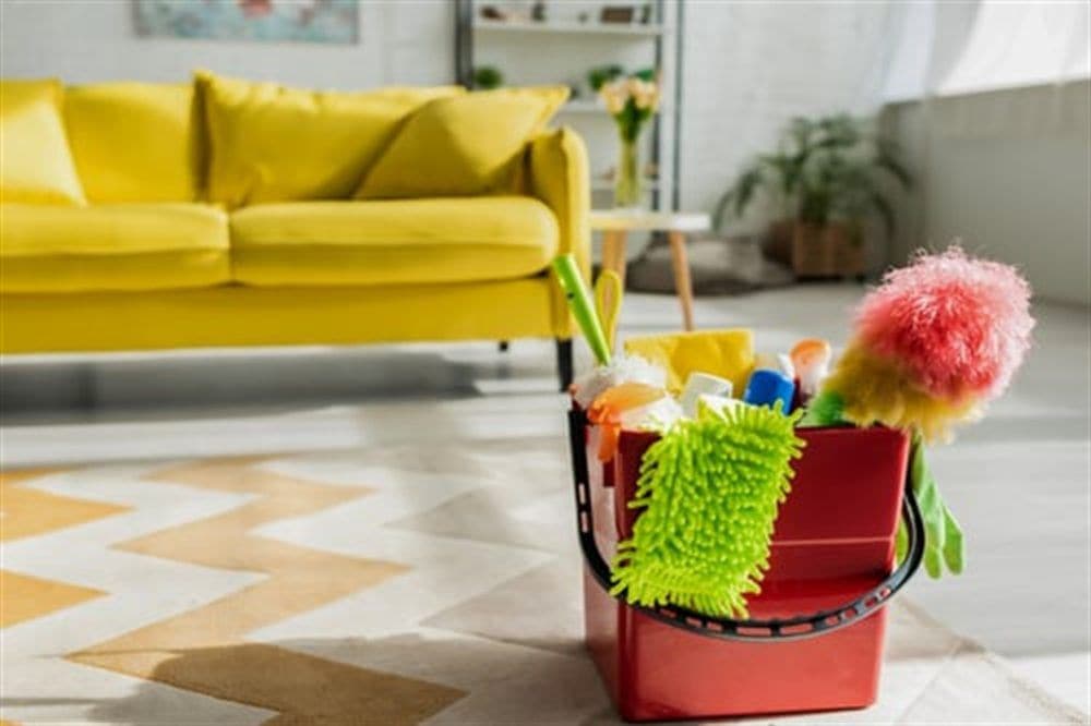 Bright living room after a standard residential cleaning by AHC in Crystal Lake, IL